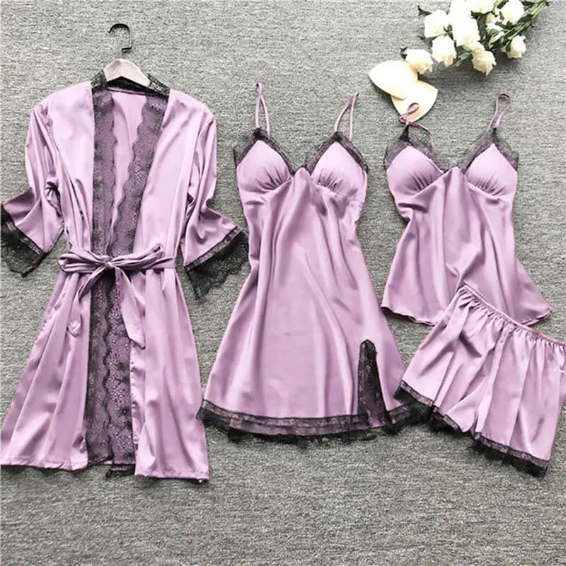 solid color sexy lace pajamas