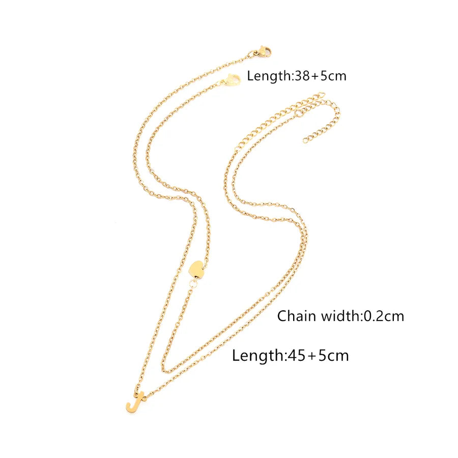 Wholesale Jewelry Elegant Retro Classic Style Letter Heart Shape 201 Stainless Steel 304 Stainless Steel cable chain Pendant Necklace