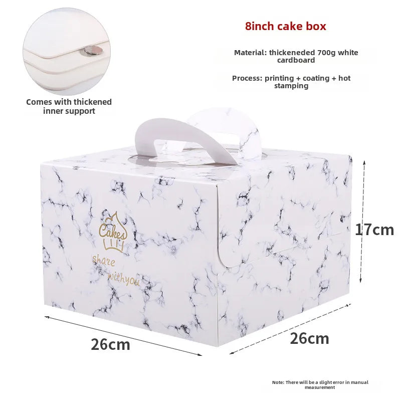 Thickened portable birthday cake packaging box increased four-inch cake box bronzing 6-inch baking packaging box wholesale