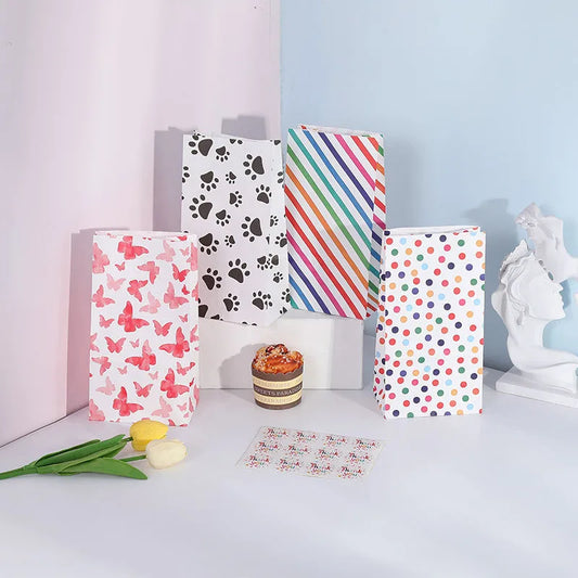 valentine's day cute stripe butterfly kraft paper party gift bags