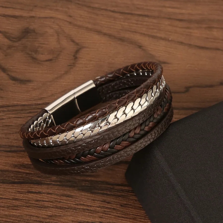hip-hop vintage style rock geometric stainless steel men's bangle