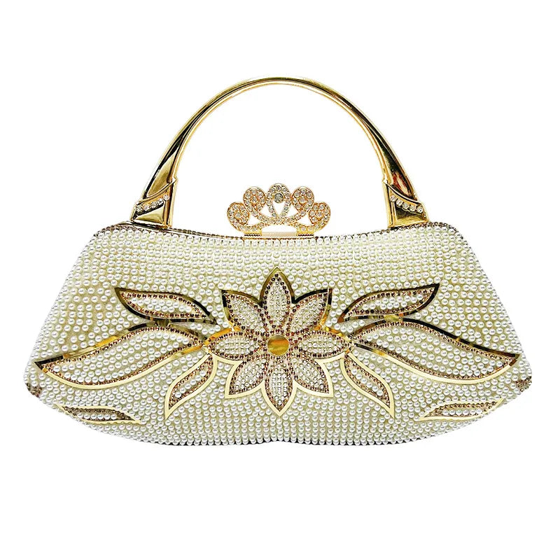 Elegant Evening Bag Fairy Handbag Wedding Reception Clutch High-End Gown Purse Square Polyester Box Bag Fashionable Printed Chain
