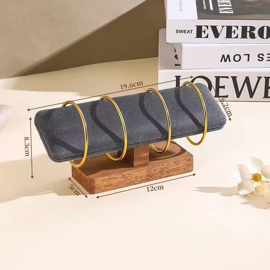 Modern Minimalist Walnut Wooden Bracelet Watch Display Stand Jewelry Storage Organizer Chain Link Accessory Showcase Holder