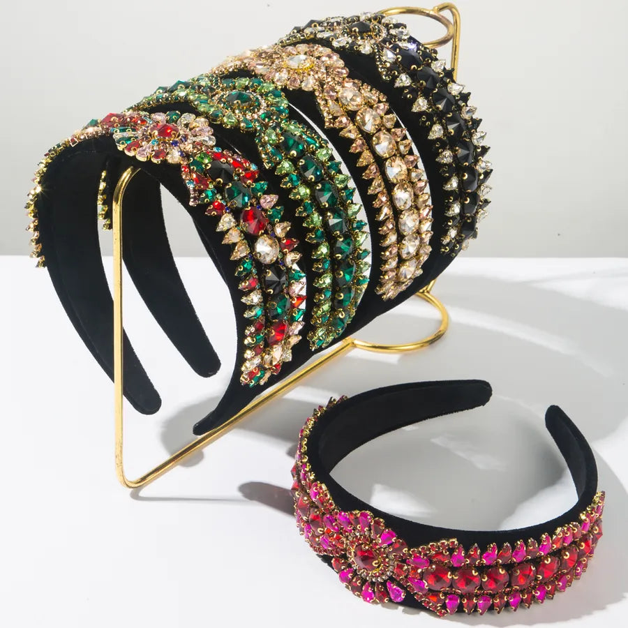 Elegant Baroque Style Simple Style Women's Geometric Glass Inlay Glass Hair Band