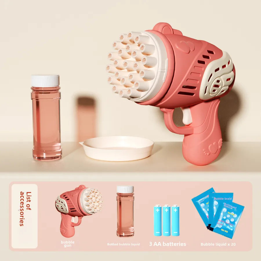 Shake the same 69-hole electric bubble machine children's toys handheld Gatling rocket launcher 32-hole bubble gun wholesale