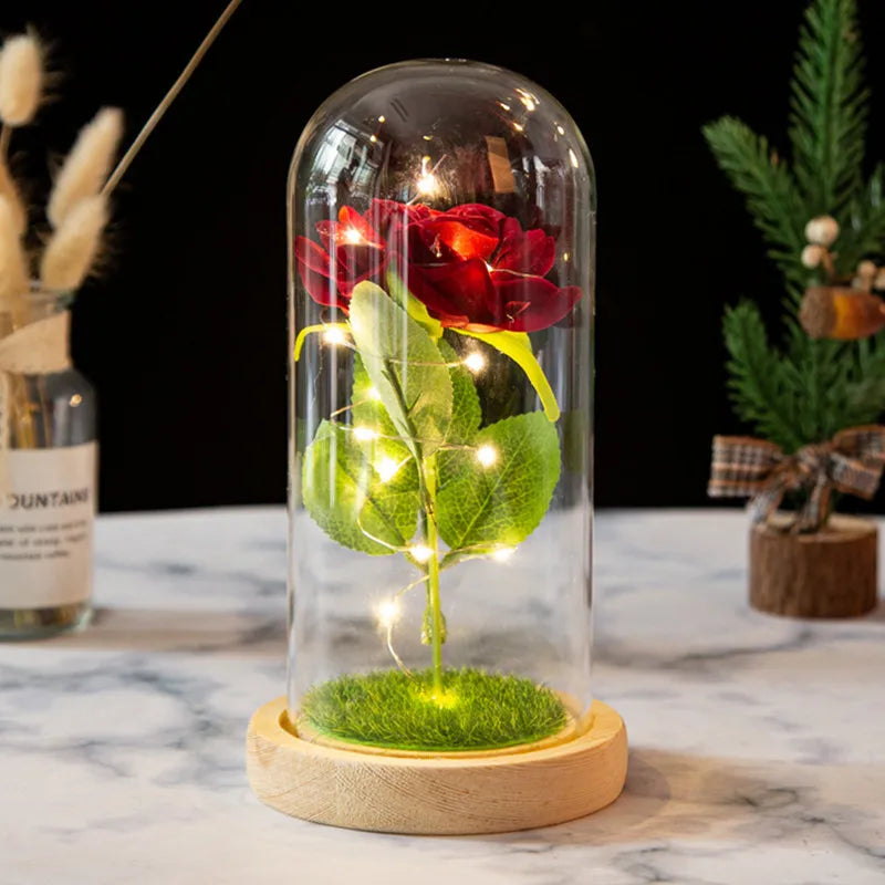 Romantic Rose Plastic Wood Glass Artificial flowers