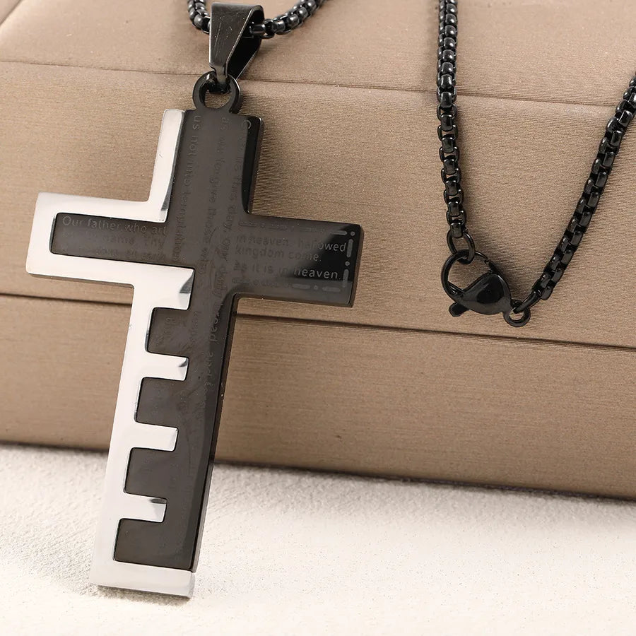 Wholesale Jewelry Vacation Classic Style Cross 304 Stainless Steel box chain Pendant Necklace