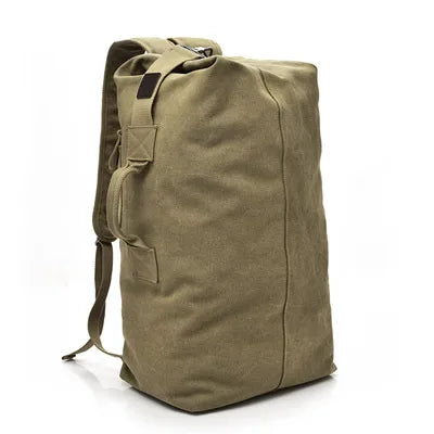 Unisex Solid Color Canvas Zipper Functional Backpack Hiking Backpack