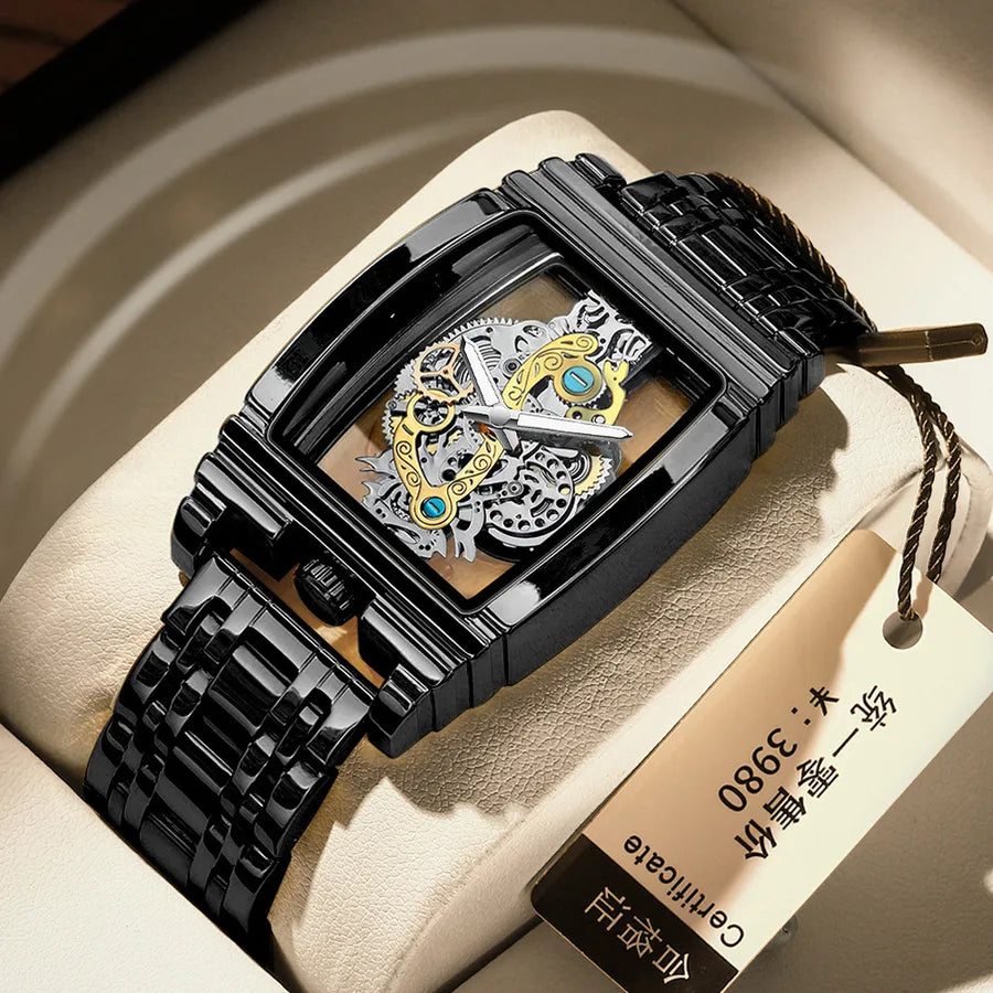 business geometric mesh belt quartz men's watches