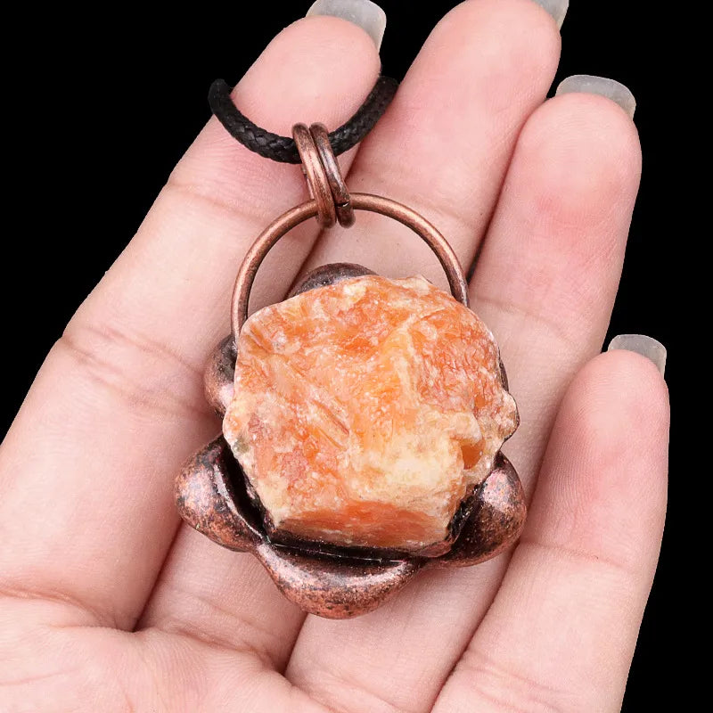 Elegant Vintage Style Geometric natural stone rope Copper Natural Stone Crystal February Birthstone Amethyst cable chain box chain Pendant Necklace In Bulk