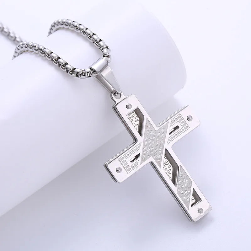 1 piece hip-hop cross stainless steel plating 18k gold plated men's pendant necklace