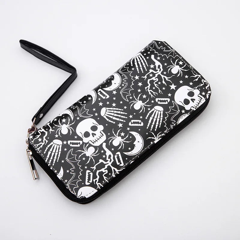 Unisex Skull PU Leather Zipper Wallets