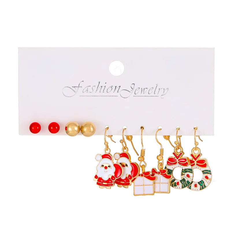 Cartoon Style Cute Classic Style Christmas Tree Santa Claus Bell Alloy Stoving Varnish Plating Inlay Rhinestones Zircon Christmas Women's Jewelry Set