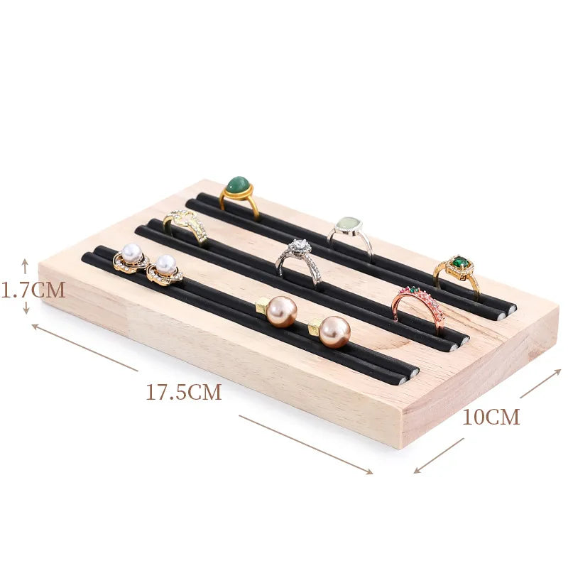 Elegant Wooden Jewelry Display Stand Ring Holder Multi-Functional Luxury Style Square Insert Plate Jewelry Accessory Showcase