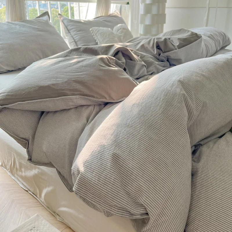 water wash cotton bed four-piece set small fresh naked sleeping bed sheet quilt cover student dormitory three or four-piece set Wholesale