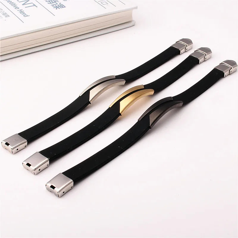 simple style round silica gel plating men's bracelets