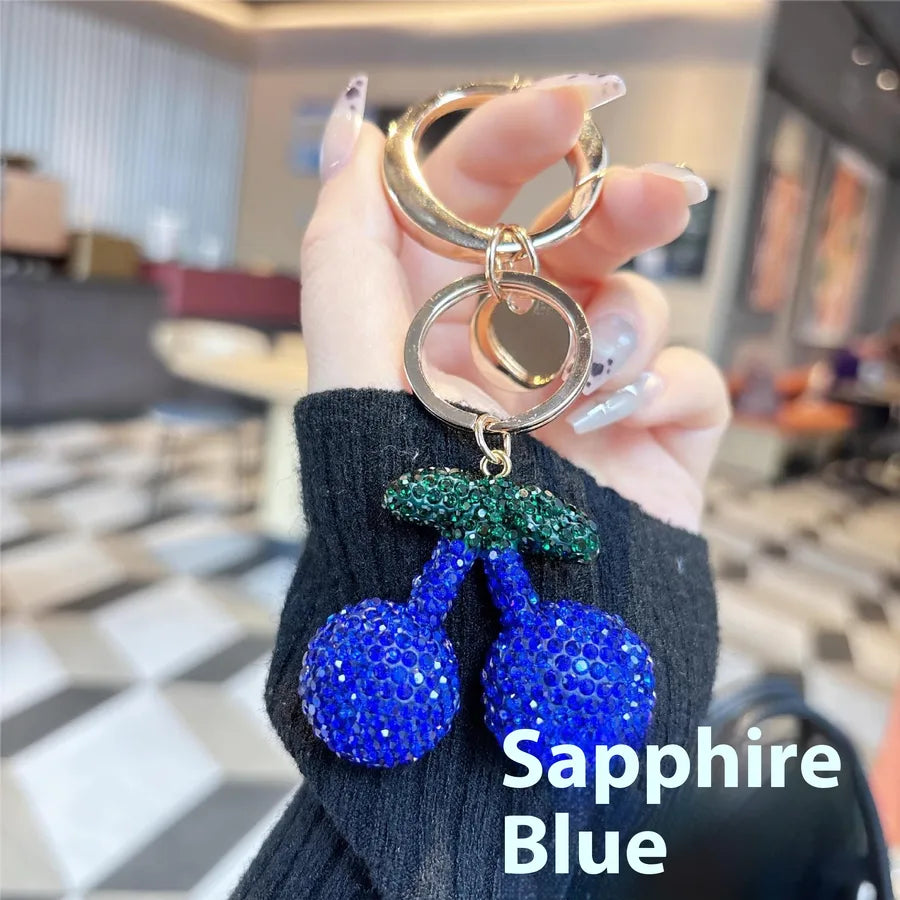 1 Piece Classic Style Cherry Rhinestone Unisex Bag Pendant Keychain
