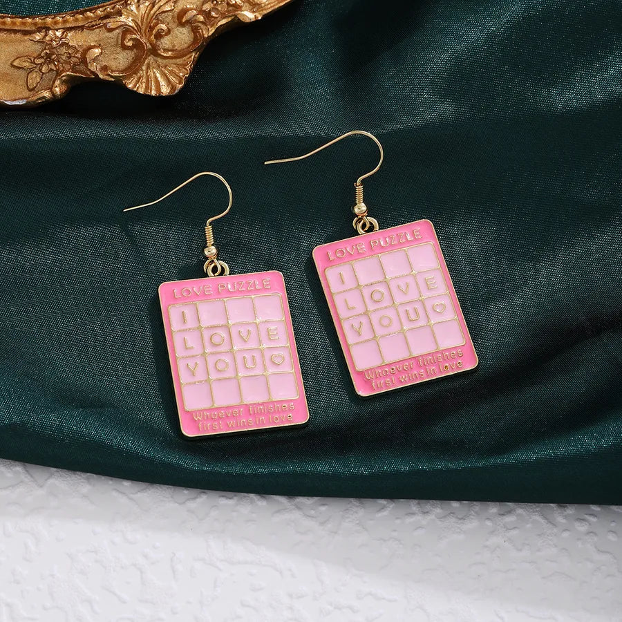 1 Pair Casual Sweet Heart Shape Enamel Alloy Drop Earrings