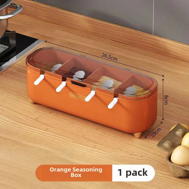 Seasoning box combination suit household kitchen seasoning jar multi-grid integrated storage salt gourmet powder four-grid storage box