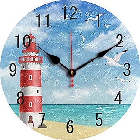 silent wall clock retro wood ocean clock wall sticker simple wall clock retro explosion hanging clock