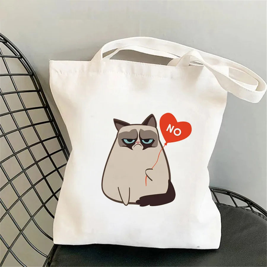 foreign trade Personification Cat printed canvas bag shoulder student fashion handbag in stock