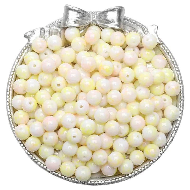 8mm Glass Gradient Porcelain Beads Round Beads Loose Beads DIY Handmade Beaded Bracelet Jewelry Accessories Material Kit Wholesale