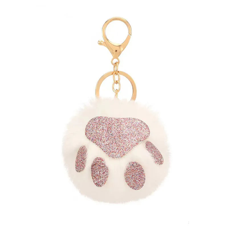 simple style color block alloy plush women's keychain