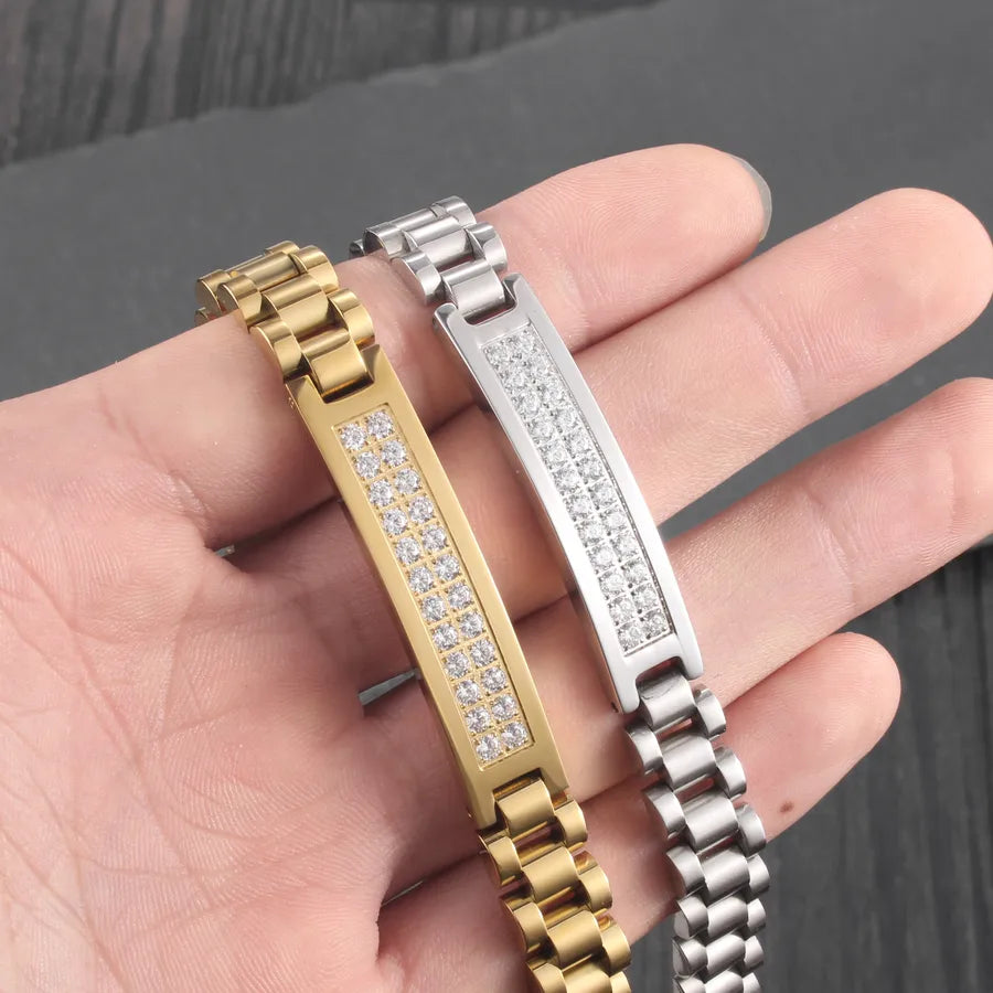 Hip-Hop Simple Style Solid Color 304 Stainless Steel Men's Bracelets Men Chain Bracelets