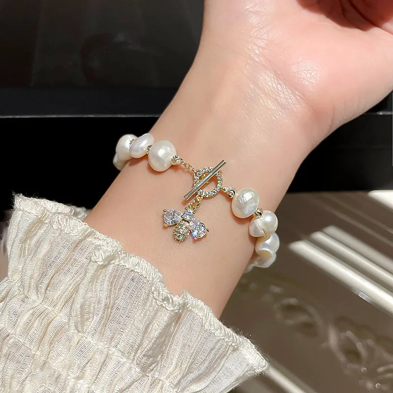 simple style round freshwater pearl bangle in bulk