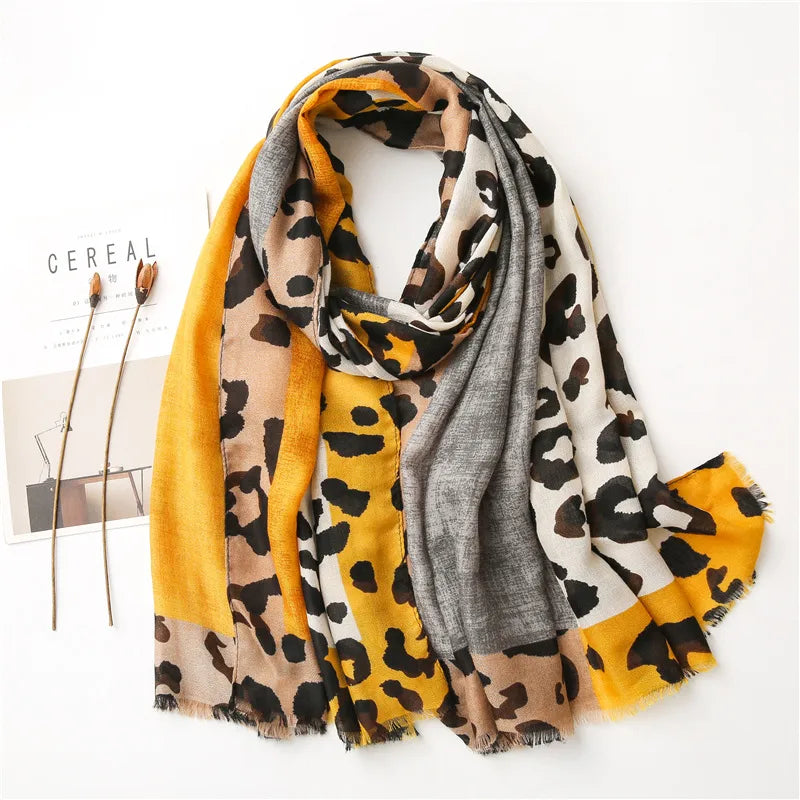 korean coffee color classic leopard scarf