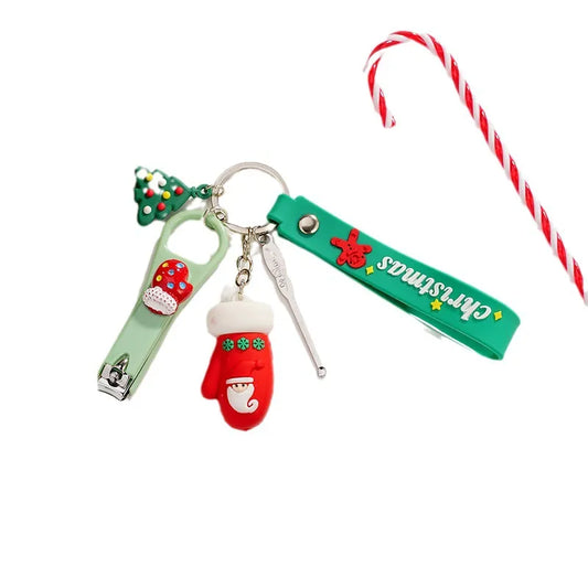 Cartoon Style Christmas Tree Santa Claus PVC Christmas Unisex Keychain