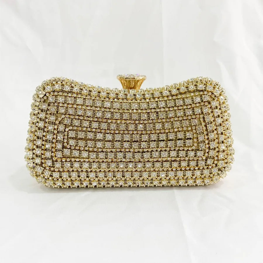 black gold silver pvc pu leather stripe rhinestone square evening bags