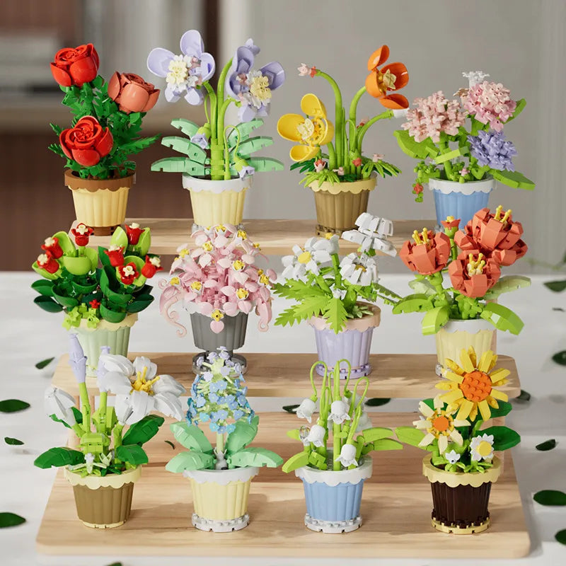 Kids(7-16Years) Flower Plastic Building Toys