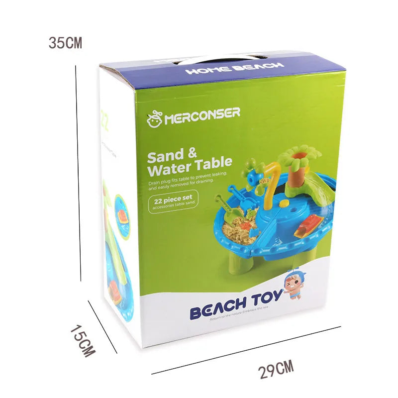Large Round Beach Sand Water Play Table Children's Toy Digging Tool Set Sandpit Aquatic Play Equipment Outdoor Fun