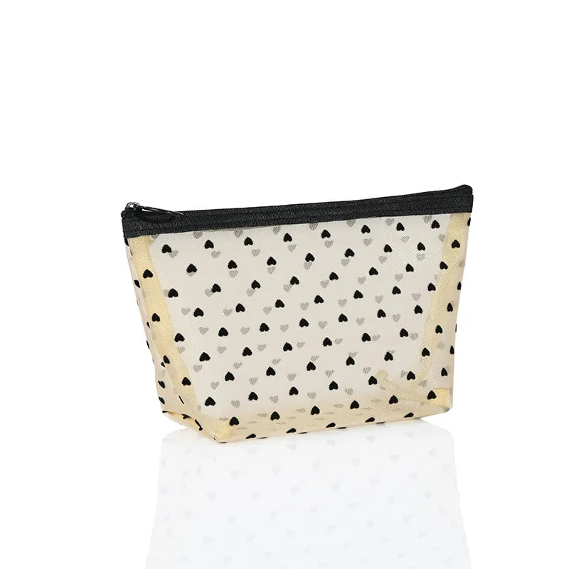 women's small all seasons nylon heart shape fashion square zipper cosmetic bag