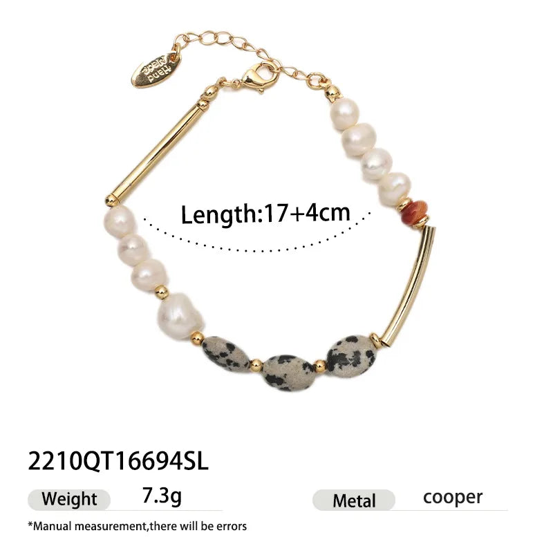Wholesale Jewelry Vintage Style Classic Style Geometric Freshwater Pearl Copper Brass Plating Bracelets Beaded Chain