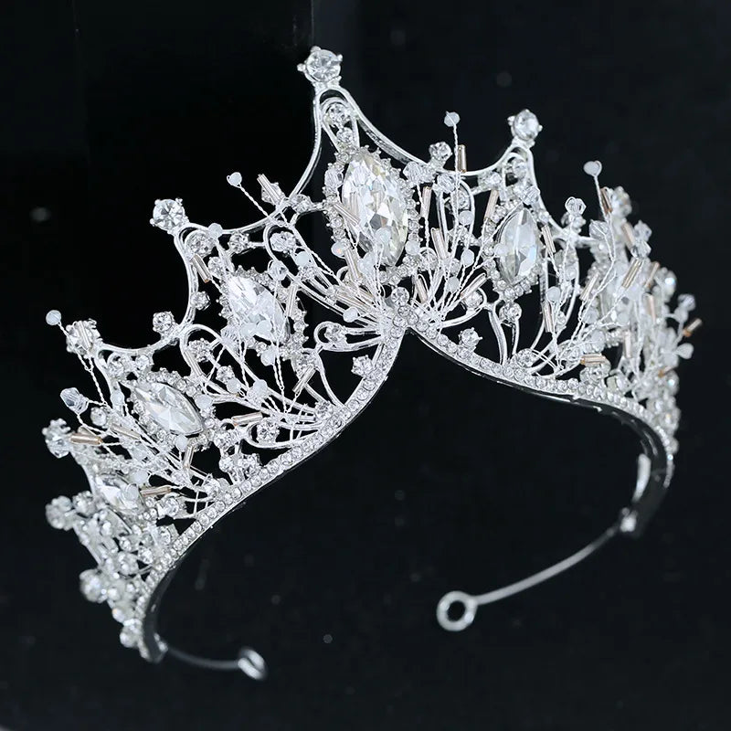 korean style rhinestone crown earrings set wedding hair accessories
