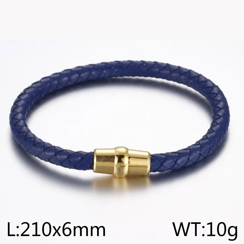 Simple Style Geometric Pu Leather Titanium Steel Plating 18K Gold Plated Men's Bracelets