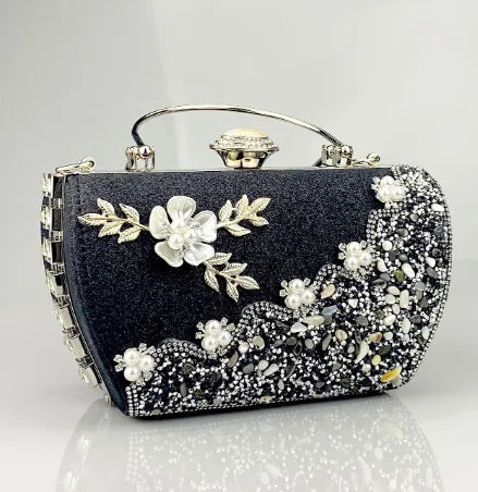 Rhinestone Polyester Geometric Flower Trapezoid Evening Bags