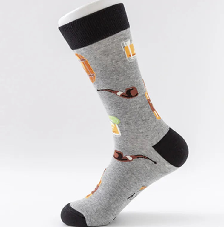 men's fashion color block cotton jacquard ankle socks