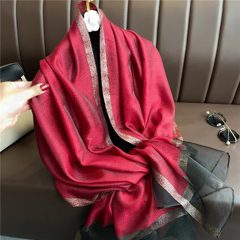 women's elegant solid color polyester scarf
