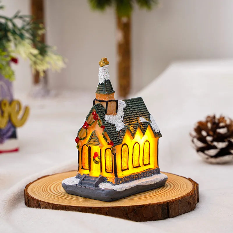 Christmas Vintage Style House Resin Daily Festival Ornaments