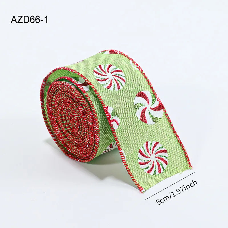 Christmas Cartoon Snowman Printed Decorative Ribbon Fabric Tree Flower Ring Gift Butterfly Knot Decorations Bohemian American Style