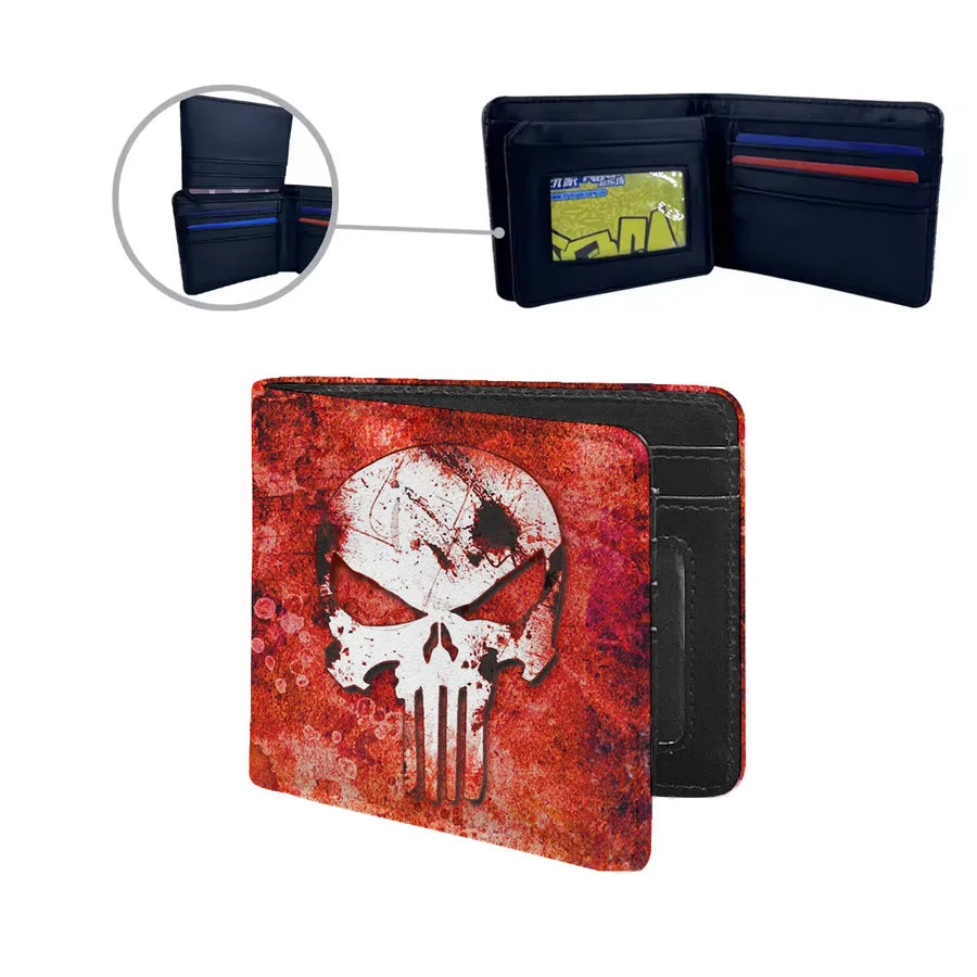 Men's Skull Pu Leather Polyester Flip Cover Small Wallets