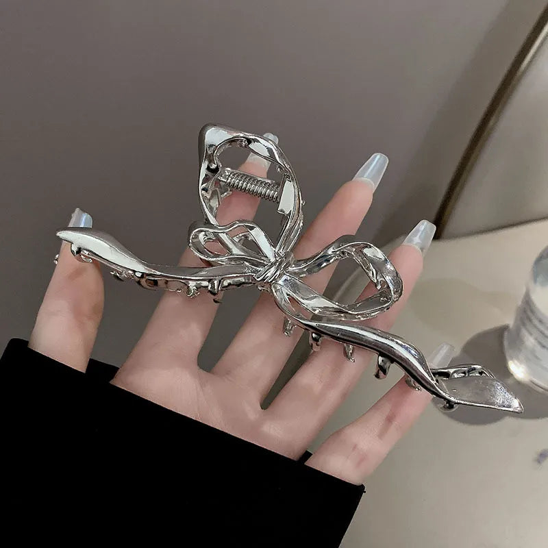 simple style sector shell rectangle imitation pearl rhinestone metal hair claws