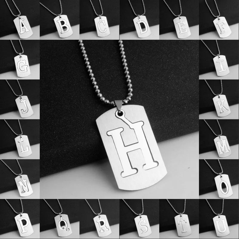 Hip-Hop Simple Style Letter 304 Stainless Steel Hollow Out Men's Pendant Necklace
