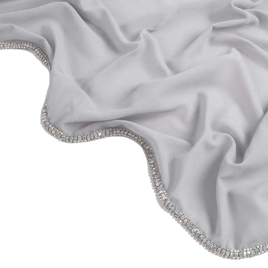 New Rhinestone Chain Long Side Scarf Hui Scarf Malay Middle East Headscarf Headscarf Chiffon Solid Color