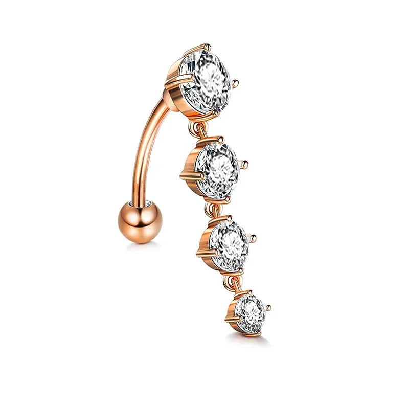 fashion solid color stainless steel inlay artificial gemstones belly ring