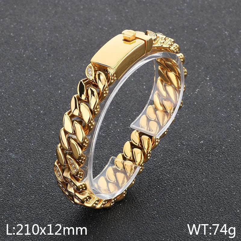 Hip-Hop Geometric 304 Stainless Steel 18K Gold Plated Men's Bracelets