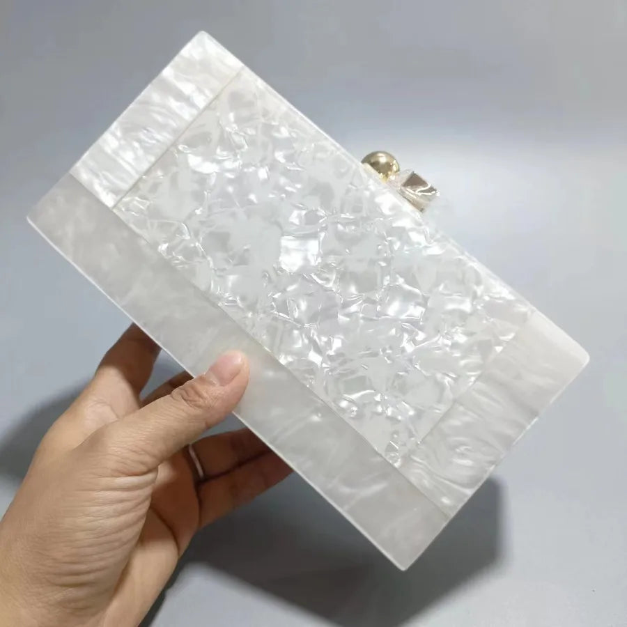 Purple Green Black Arylic Marble Square Evening Bags